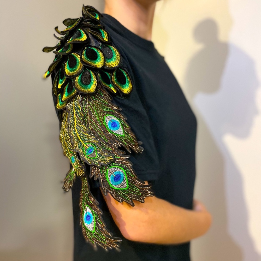 Peacock Feather Sleeve T-Shirt